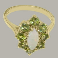 Britanci napravio 14K žuti zlatni prirodni prsten i peridot ženski prsten - veličine opcija - veličine 11.5