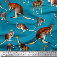 Soimoi crveni pamučni dres tkanini kenguru i žirafe životinjske tkanine otisci sa dvorištem širom