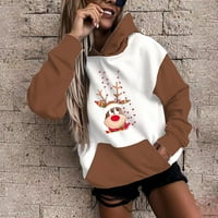 Popust Ženska jesen modna dukserica s dugim rukavima Božićne jelene Grafički spajanje pulover Boja blok