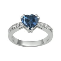 London Blue Topaz Sterling Silver Solitaire Women Obećaj Ring