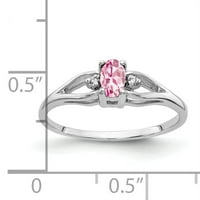 Čvrsta 14K bijelo zlato 5x ovalna simulirana ružičasta tormalina A CZ prsten