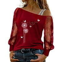 Žene Ležerne prilike D Andelion Mrežnica s dugim rukavima Hladna ramena Majica Bluza vrhovi grafička
