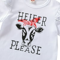 Canrulo Toddler Djevojke Outfits Cvjetna krava Ispis Majica kratkih rukava TOP + Flared Hlače Ljetna