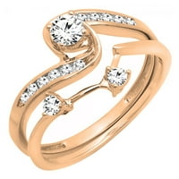 DazzlingRock kolekcija 0. Carat 10k Diamond Dame Swirl Bridal Angažman prsten CT, zlato ruža, veličina