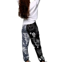 Teretne hlače Žene Baggy Y2K, prodaja čišćenja Ženska ležerna jesen zima Nova labava spajanje Tiskanje Kontrast Kontrast Duksevi Sive S