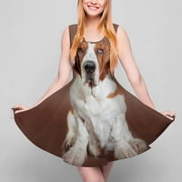 Basset Hound pas leteći uši ženska ljetna haljina ljuljačka smiješna tiskana sandress mini bez rukava