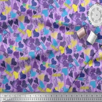 Soimoi Purple Georgette viskozni tkanini Tekst, četkica i šareno srce za štampanje od dvorišta široko