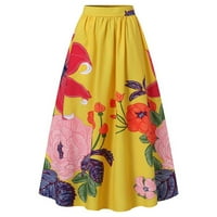 Pergeaug Fall Haljine za ženske haljine za žene boemska cvjetna suknja za printu High Squik Party Pocket