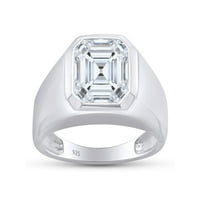 Asscher Cut laboratorija kreirala je moissanite dijamantni potpisni prsten za angažman za muškarce u