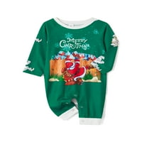 Porodica podudaranje božićne pidžame set dugih rukava Santa Snowflake tisak na vrhu prugastih hlača xmas roditelj-dijete za spavanje PSJ
