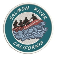 River Salmon, Kalifornija - 3,5 - željezni vezerirani patch Novelty Applique - Priroda divljih životinja Kampiranje Pješačke staze Sportska bijela raftina za vodu - Badge Embleve - Sivenir
