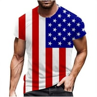 Muški vitki fit vrhovi 4. srpnja Sportske košulje kratkih rukava Prodaja okruglog vrata Pulover Stripe