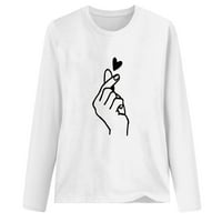 Oslinske majice za žene dugih rukava Women plus size Crew vrat dame modni usporedbe srca Ispis labave