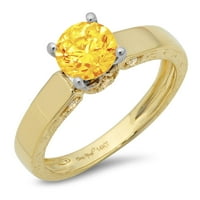 1.06ct okrugli rez žuti prirodni citrinski 18k žuti bijeli zlatni godišnjica zaručničke prstene veličine