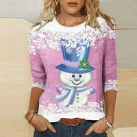 Božićne košulje za božićne s rukave za žene labave lagane pulover vrhove pada zimskih dukseva