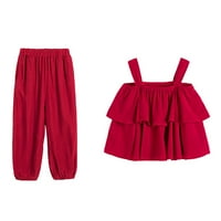 Ljetna djevojka Djevojka odjeća pamučni bez rukava crveni halter bloomers meka udobna dnevna odjeća