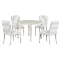 5-komadni set za trpezarije, okrugli sto sa tapeciranim stolicama bijela
