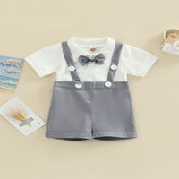 Qinghua Newborn Baby Boy Summer Gentleman odijelo kratki rukav rukav rukav košulja Shorts Bowint Tie