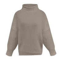 Ženska labava casual pulover okruglih vrata debeli navojni pulover Top Khaki l