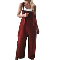 DrpGunly Jumpsuits za ženske hlače sa čvrstim širokim nogama sa džepovima sa džepovima dugmeta Dugim