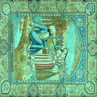 Ahgly Kompanija Mašina za pranje u zatvorenom kvadratu Perzijski tirkizni plavi tradicionalni prostirci,