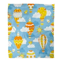 Flannel bacajte pokrivač crtani topli zrak baloni ptice sunce i oblake slatko meka za kauč na kauču