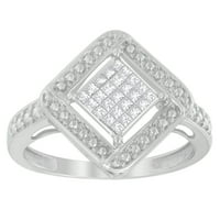 Sterling srebrni 1 4CT TDW princezov dijamantni prsten