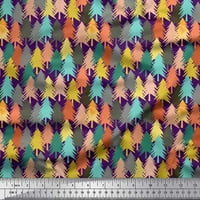 Soimoi ljubičasta svilena tkanina Cedar Tree Print Šivaći šipka tkanina