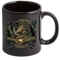 Kup za kafu s morskim đavolom psom prvo u zadnjem očunu USMC logo - šalica od kamena