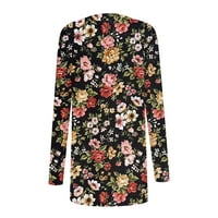 HHEI_K Ženski kardigani Ženski modni casual cvjetni print Srednjomenska kardiganska kaput