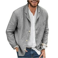 Muški casual dugih rukava Casual Posteljina Blazer majica gumbi niz ljetni solidni obični lagani kaputi