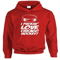 Love Chicago Hokej - Dukserica od runa, crvena, velika