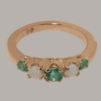 Britanci napravili su pravi solid od 18k ružičastih prirodnih smaragdnog i opal ženskog bend prstena