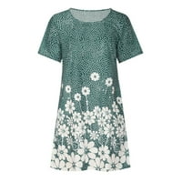 Dianli sunčane haljine Žene Ljeto Ležerne prilike, Tunika s kratkim rukavima Midi Sundresses Daisy Print