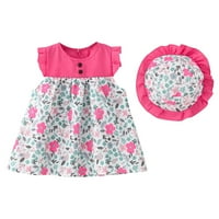Penskaiy Toddler Kids Girls Ljetna cvjetna haljina + hat dvodijelni odijelo Princess haljina dječja