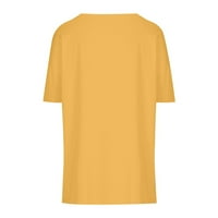 Ležerna bluza s kratkim rukavima Čvrsta moda V-izrez za žene žuti s