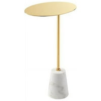 Pangea Home Churchill Moderni originalni mermerni i čelični bočni stol u bijelom zlatu