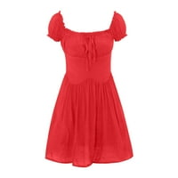 MIDI haljina za žene Ljetna posteljina tunička suknja okrugla vrat kratkih rukava boemska haljina za