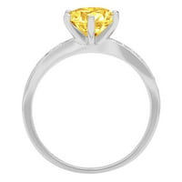 1.71ct okrugli rez žuta simulirana dijamantska 18K bijela zlatna godišnjica za angažman prsten veličine 9.25