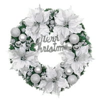 Amlbb božićni vijenac s kuglicama i plastičnim cvijećem, božićni vijenac Zimski praznici Kućni dekor