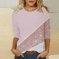 safuny ženske labave vrhove trendi majica rukav okrugli vrat elegantne casual boja blok pulover, a motor za odmor jesen ružičasti m