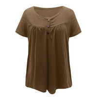 Khaki T košulje za žene postepeno SOLID SRETVER SRETMERTIMA Modna bluza o vratu