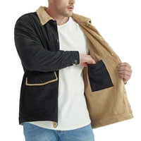 Holloyiveiver Jakne za muškarce Corduroy tipke dolje majice Ležerne sa dugim rukavom jakna s dugim rukavima
