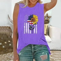 Ženska američka neovisnost Ispis bluza Neovisnosti Dan Majica Crewneck bez rukava Purple S