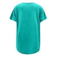 Ženske vrhove Žene modne pune boje Loove vrhovi kratkih rukava majica plus veličine V-izrez Green XXXL