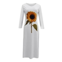 Yubnlvae casual haljine za žene, ženski ležerni suncokret tisak dugih rukava ruff haljina ispis boho