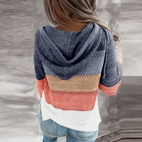 Wozhidaoke dukserica za žene modne žene casual patchwork V-izrez dugih rukava s kapuljačom džemper bluza