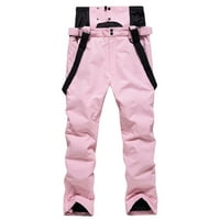 Ski pantalone za žene labave čvrste boje elastični struk ravne termičke pantalone modne vanjske vodootporne vjetrovitostičke pješačke pantalone ružičaste s