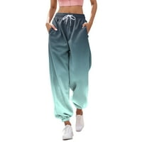 Xinqinghao ženske gradijentne pantalone za slobodno vrijeme elastične struk vježba joga hlače opuštene