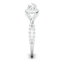 Klasični moissitni crossover zaručnički prsten za žene, 14k bijelo zlato, SAD 6,50